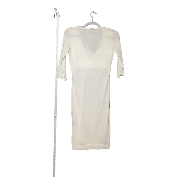 Fisico Ribbed Deep V-Neck White‎ Dress S - Picture 4 of 4